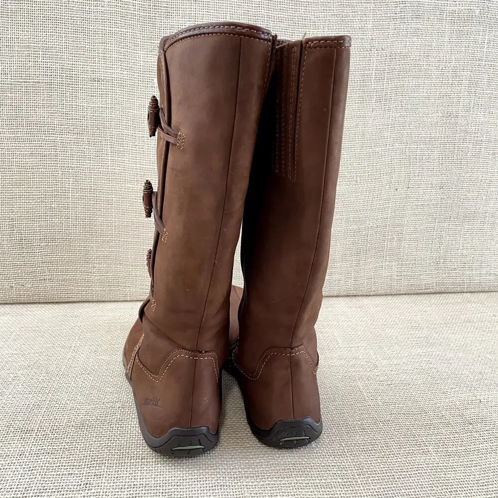 Kalso Earth Birch Boots, 14 in tall, Brownstone Suede, Leather Details, Ladies 9